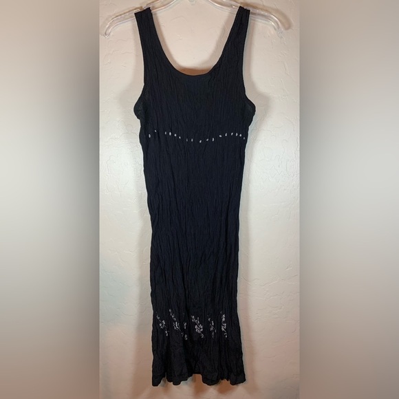 Vintage Studio JPR Maxi Dress Moon Phases & Floral Size Large Black 0063 - Picture 1 of 7